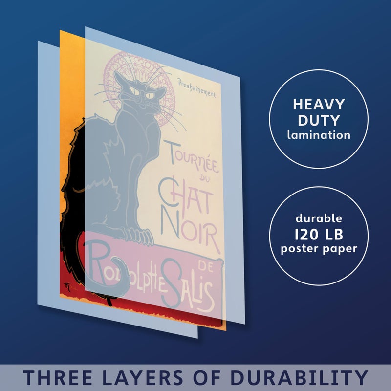 Palace Learning TournÃ©e du Chat Noir by Theophile Alexandre Steinlen - 1896 - The Black Cat - Vintage Poster Print (LAMINATED, 18" x 24") - Image 3